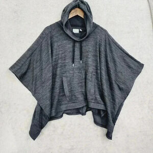 Athleta Gray Hooded Poncho Small Polyester Spandex Blend 7PT
